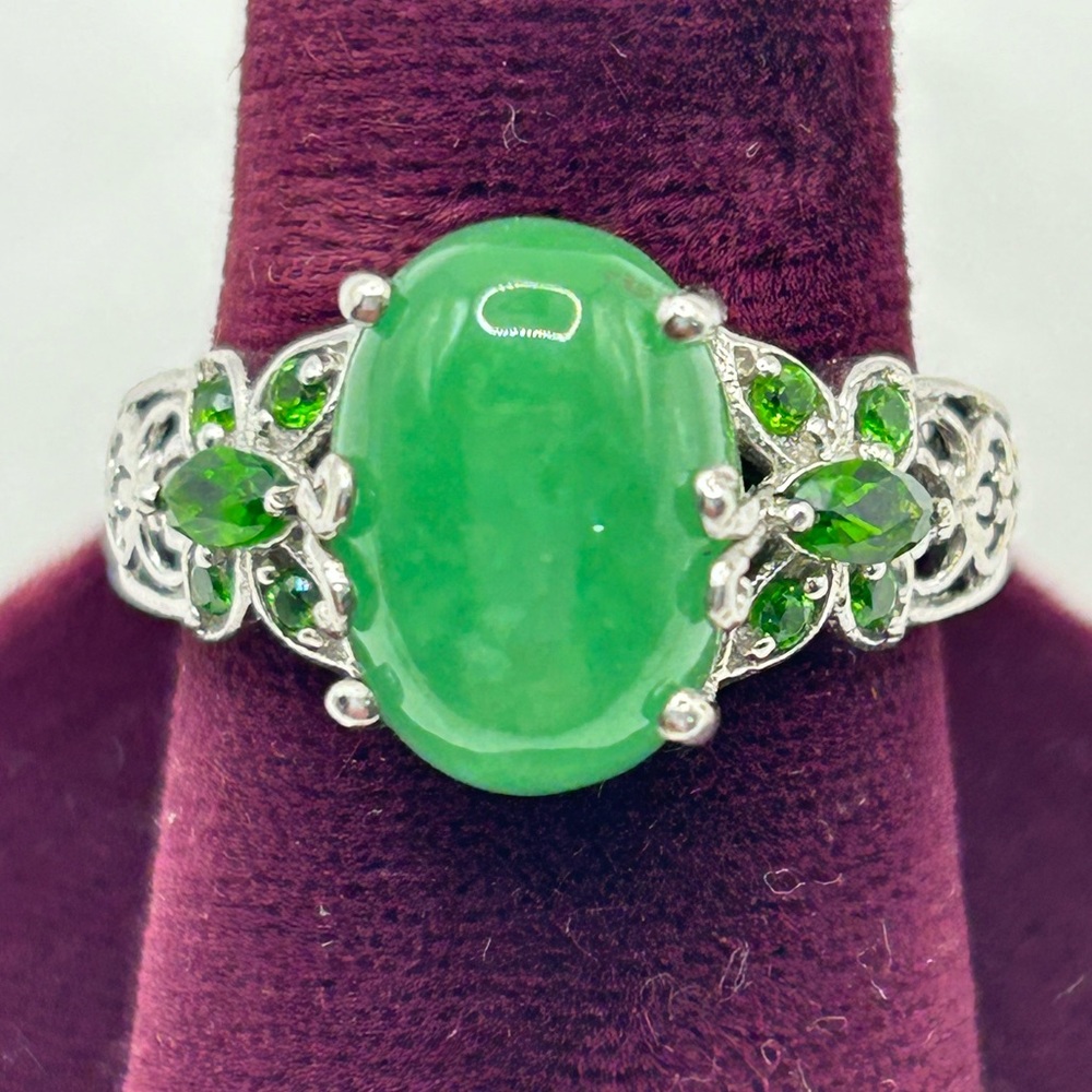 CHUCK CLEMENCY STS 925 Sterling Silver Jade Jadeite Ring Size 10